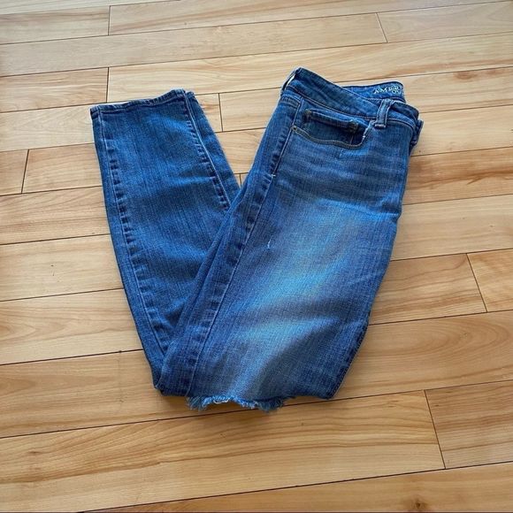 American eagle skinny stretch ripped jeans size 6 regular - Picture 4 of 8